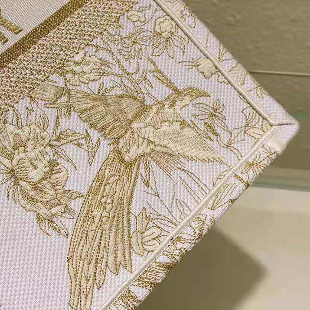 Dior Women Medium Dior Book Tote Dior Jardin D’Hiver Embroidery with Gold-Tone Metallic Thread - image 9