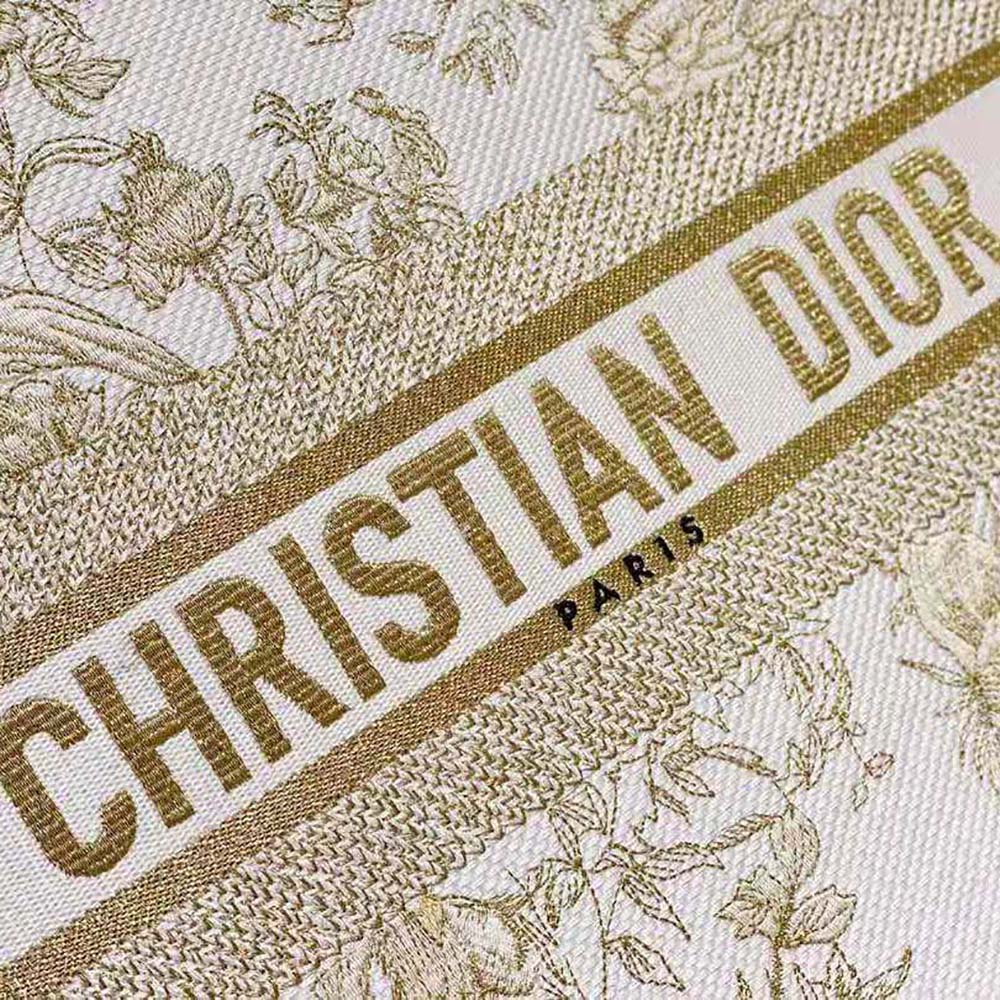 Dior Women Medium Dior Book Tote Dior Jardin D’Hiver Embroidery with Gold-Tone Metallic Thread - image 8