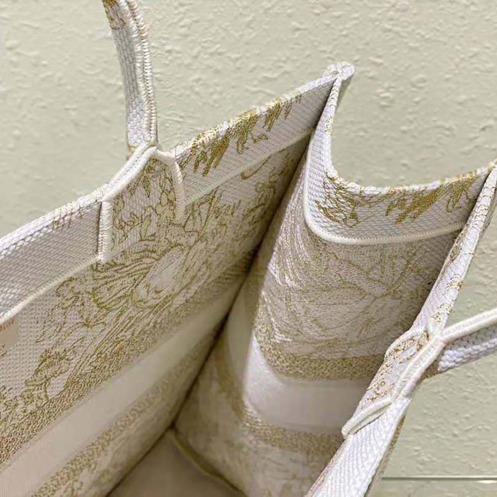 Dior Women Medium Dior Book Tote Dior Jardin D’Hiver Embroidery with Gold-Tone Metallic Thread - image 7