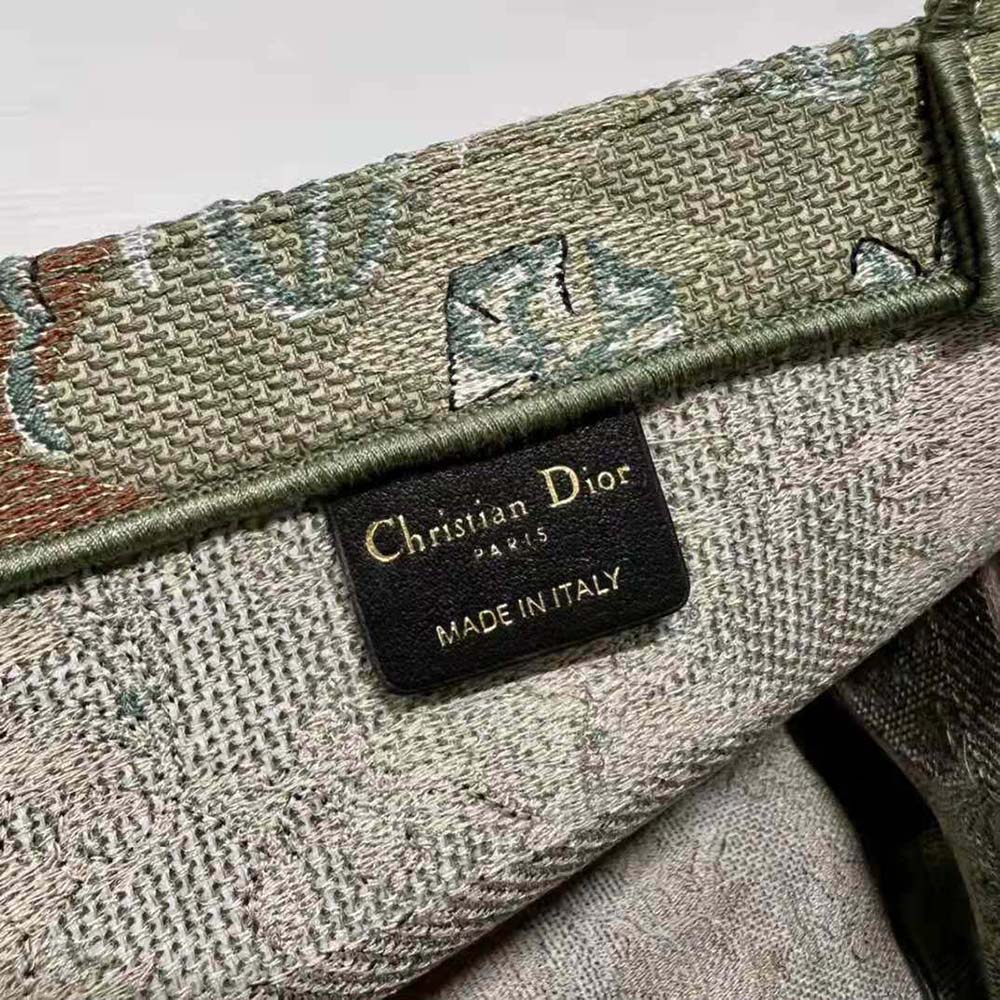 Dior Women Medium Dior Book Tote Metallic Green Dior Brocart Embroidery - image 10