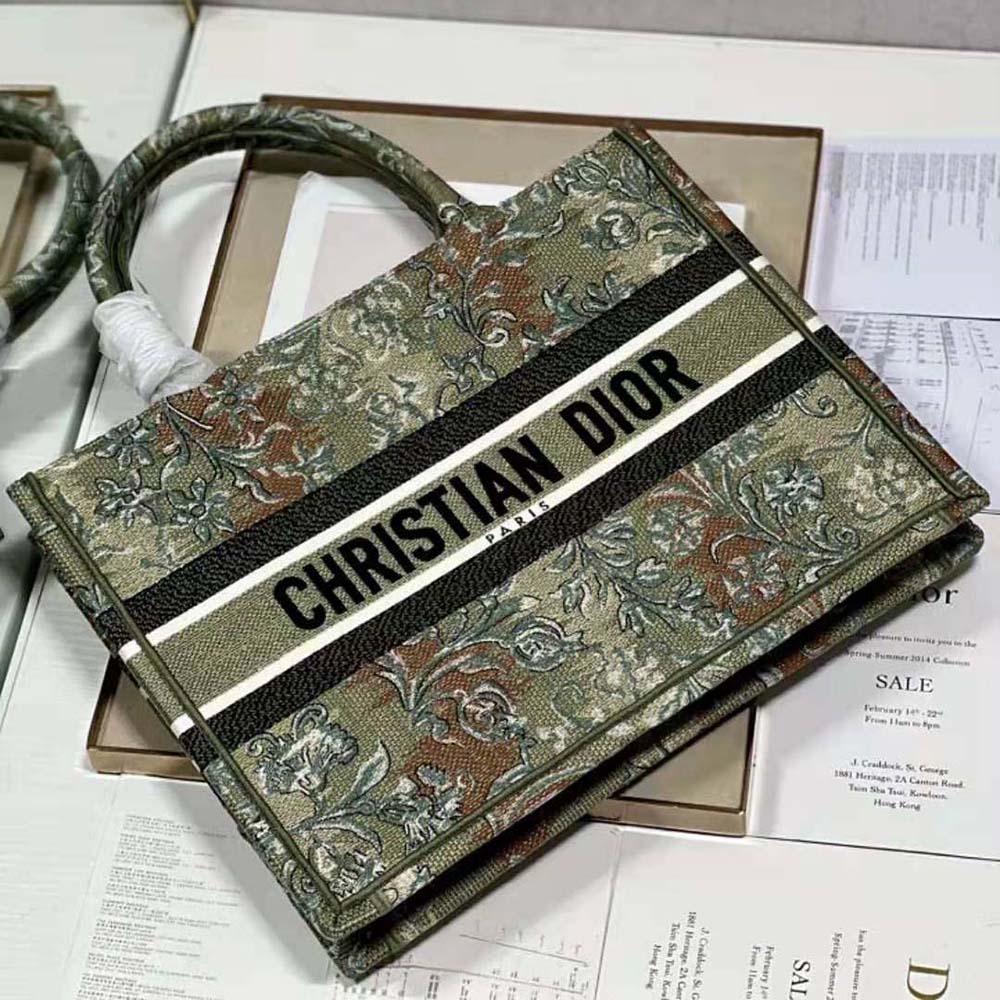 Dior Women Medium Dior Book Tote Metallic Green Dior Brocart Embroidery - image 7