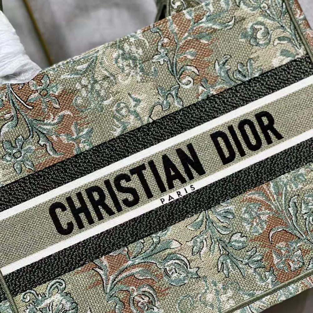 Dior Women Medium Dior Book Tote Metallic Green Dior Brocart Embroidery - image 9