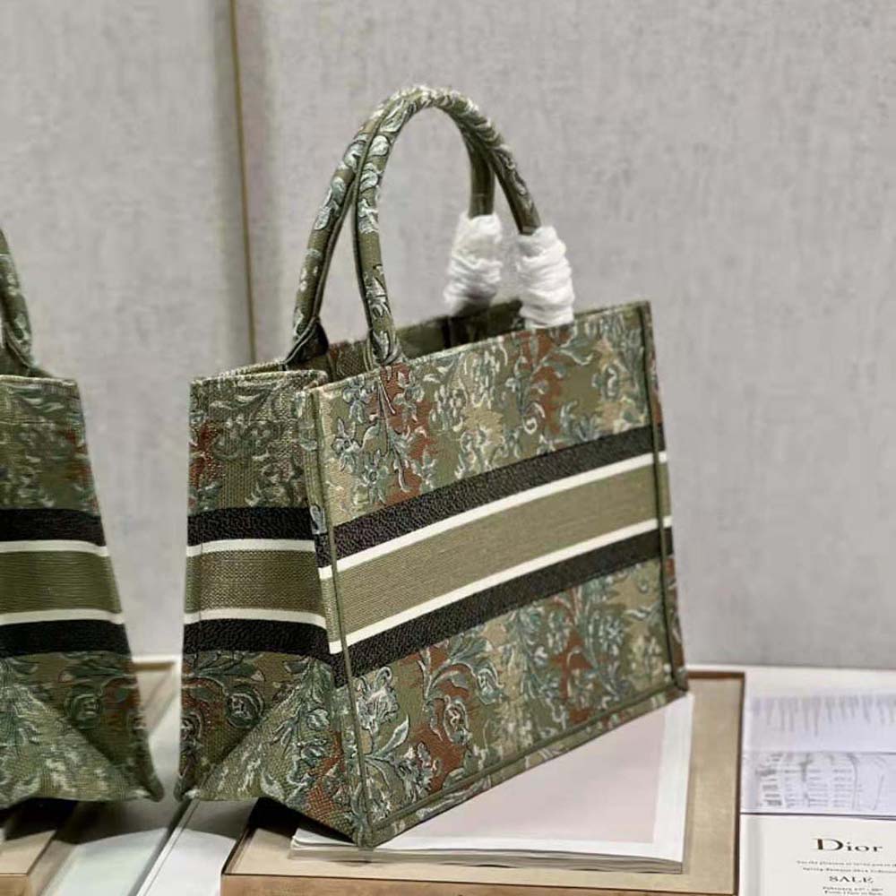 Dior Women Medium Dior Book Tote Metallic Green Dior Brocart Embroidery - image 4