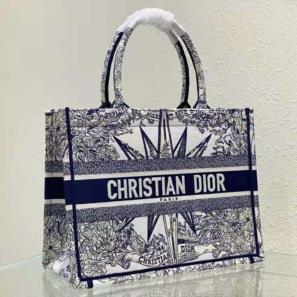 Dior Women Medium Dior Book Tote White and Blue Rêve D’Infini Embroidery - image 4