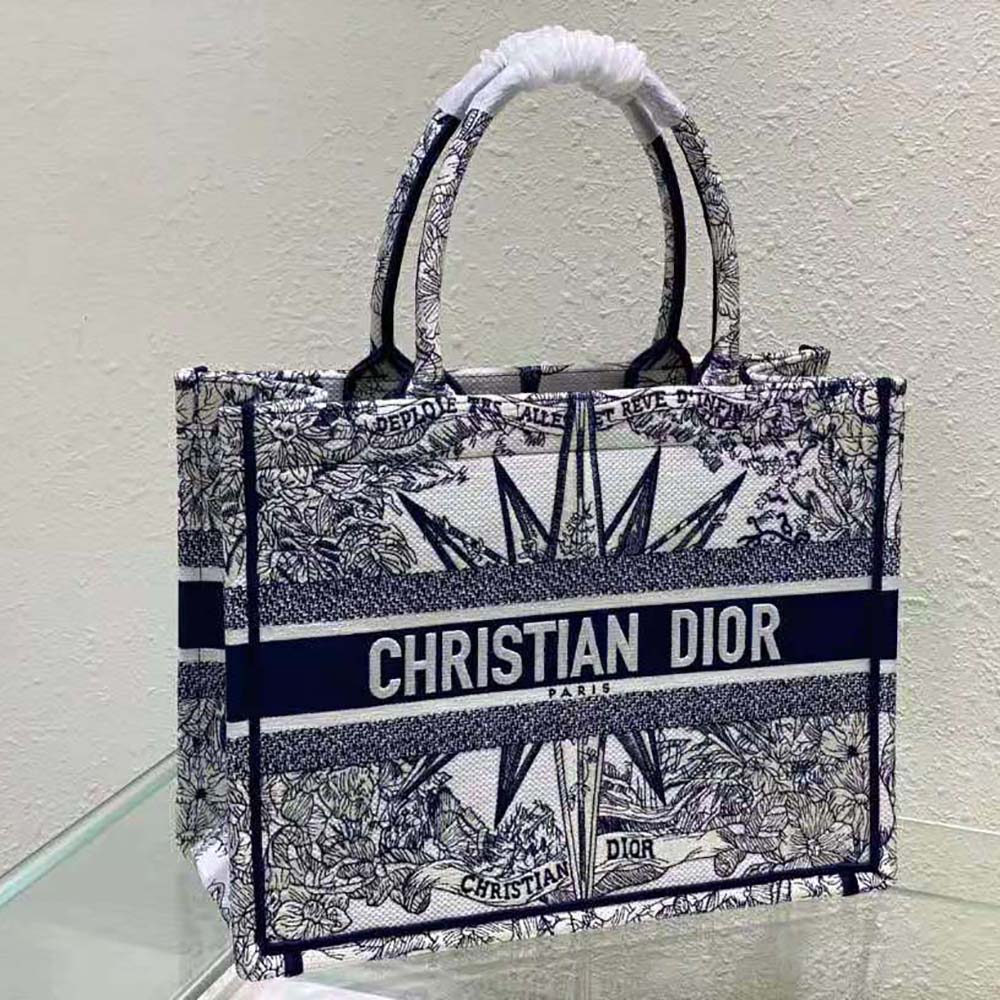 Dior Women Medium Dior Book Tote White and Blue Rêve D’Infini Embroidery - image 5