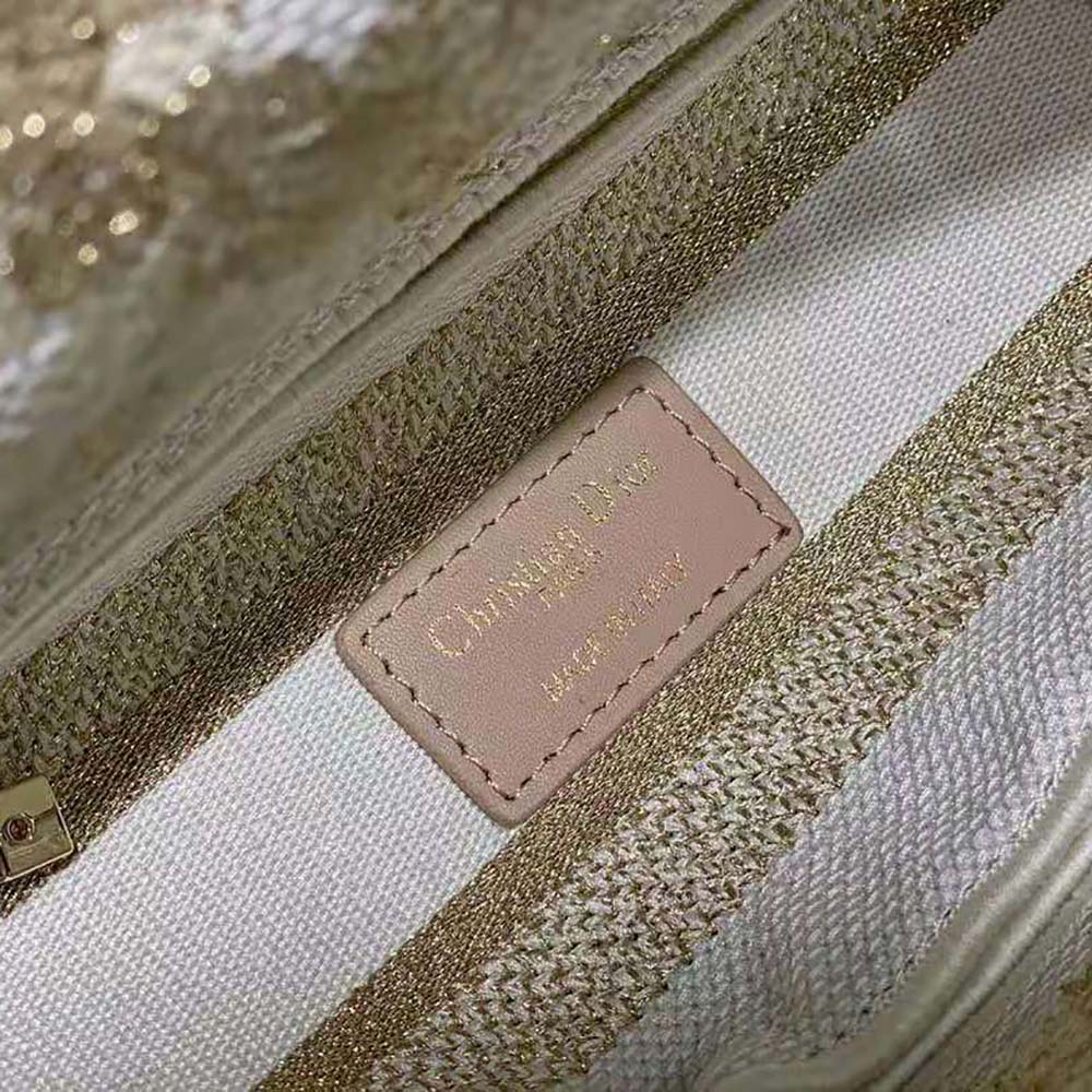 Dior Women Medium Lady D-lite Bag Dior Jardin D’Hiver Embroidery with Gold-Tone Metallic Thread - image 10
