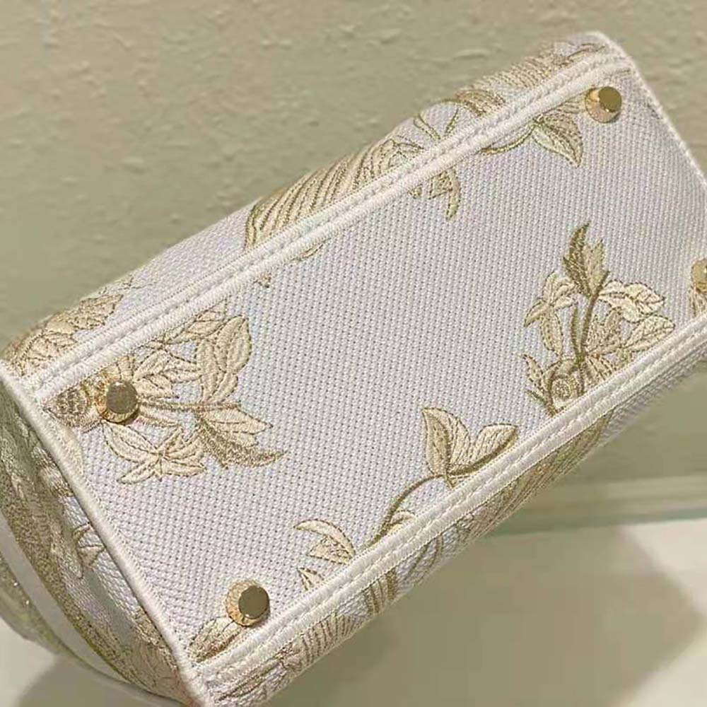 Dior Women Medium Lady D-lite Bag Dior Jardin D’Hiver Embroidery with Gold-Tone Metallic Thread - image 8