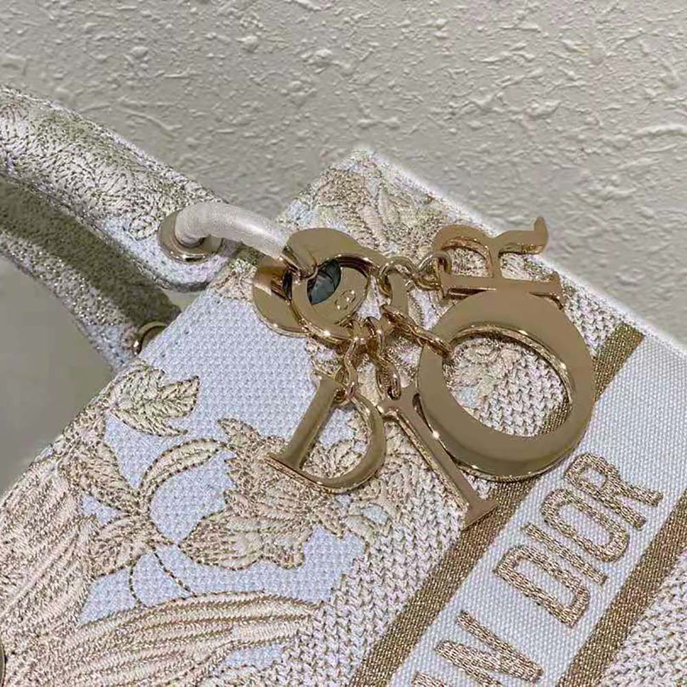 Dior Women Medium Lady D-lite Bag Dior Jardin D’Hiver Embroidery with Gold-Tone Metallic Thread - image 7