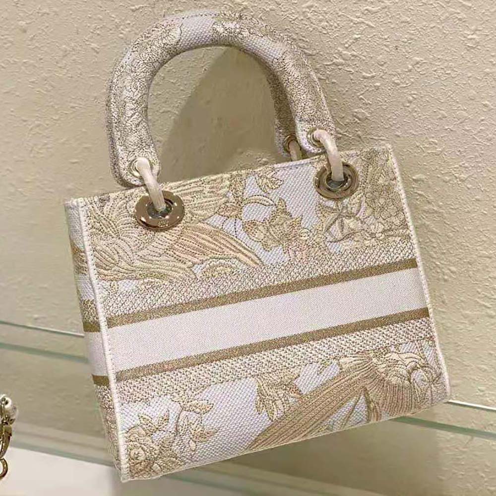 Dior Women Medium Lady D-lite Bag Dior Jardin D’Hiver Embroidery with Gold-Tone Metallic Thread - image 4