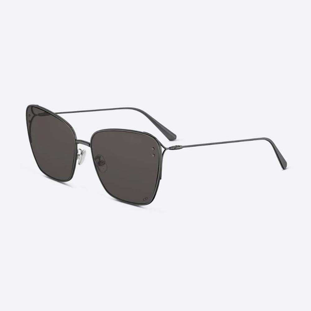Close-up of silver Dior detail on Dior Women MissDior B2U Gray Butterfly Sunglasses