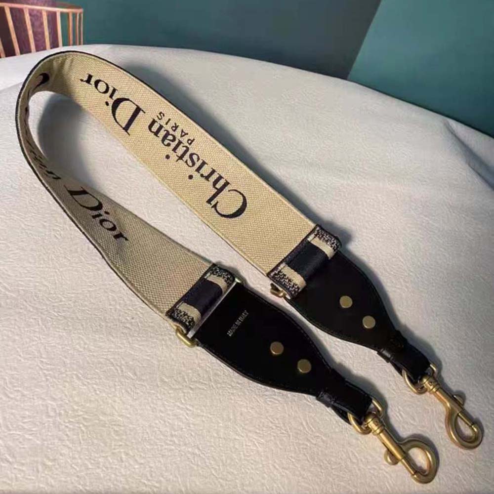 Side view showing silver-tone ring on Dior Women Shoulder Strap with Ring Blue