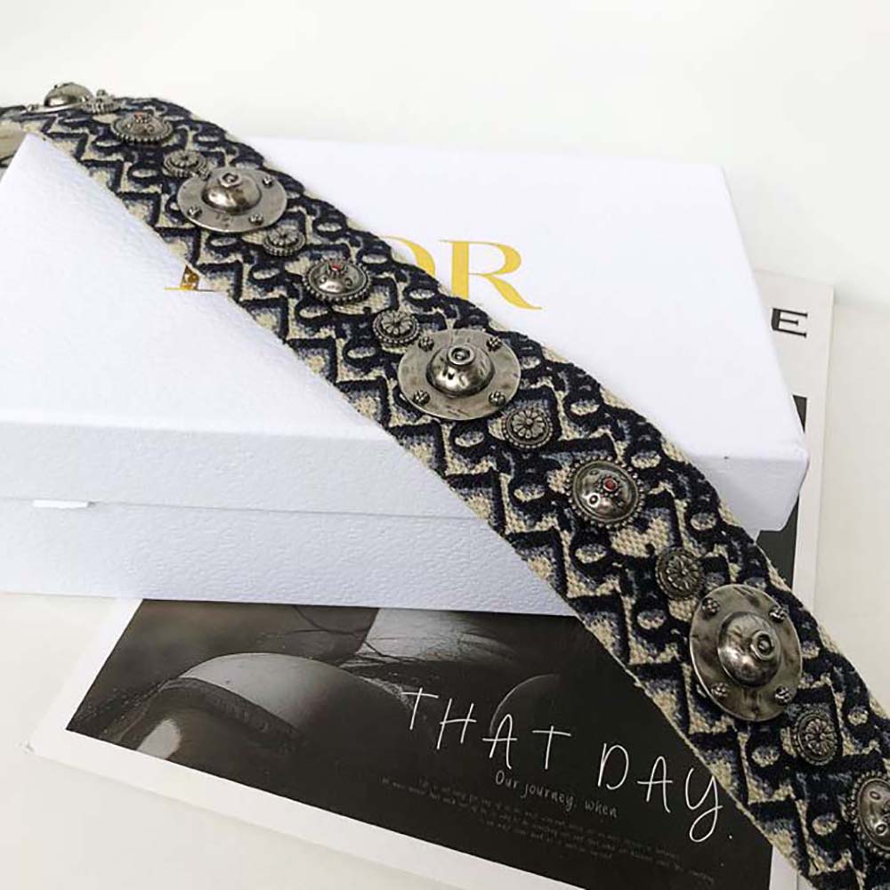 Dior Women Shoulder Strap with Ring Blue Dior Oblique Embroidery - image 5
