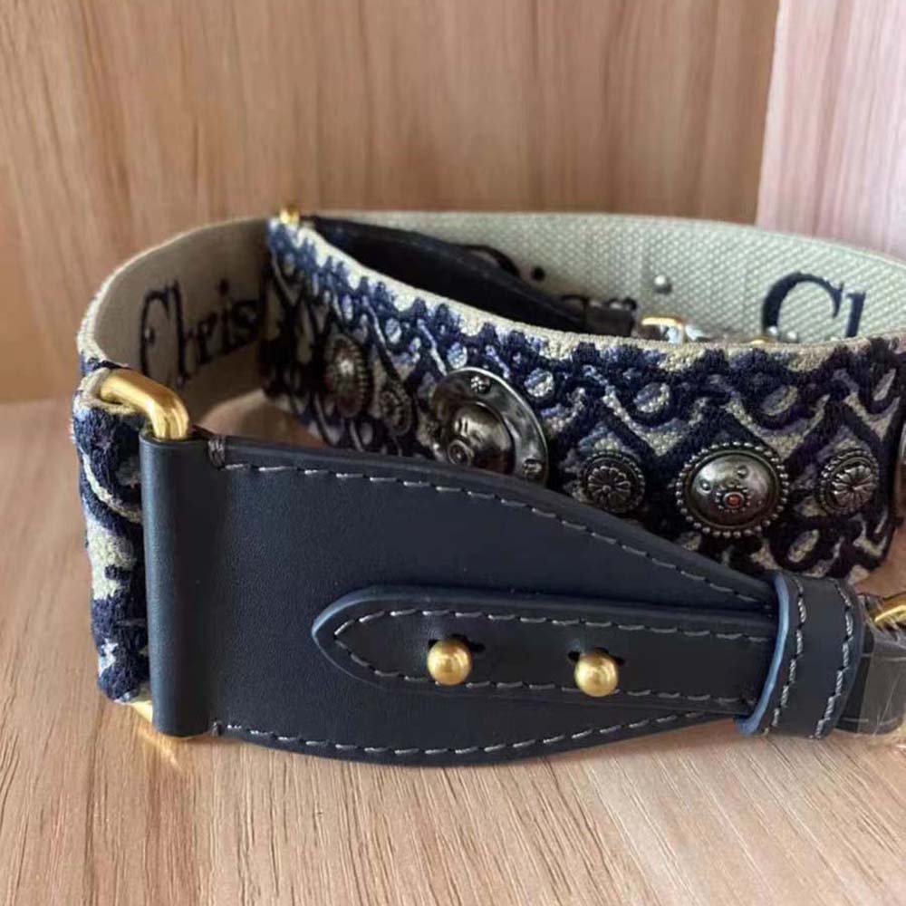 Dior Women Shoulder Strap with Ring Blue Dior Oblique Embroidery - image 8