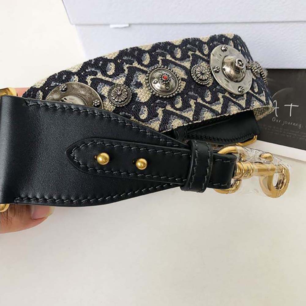 Dior Women Shoulder Strap with Ring Blue Dior Oblique Embroidery - image 9
