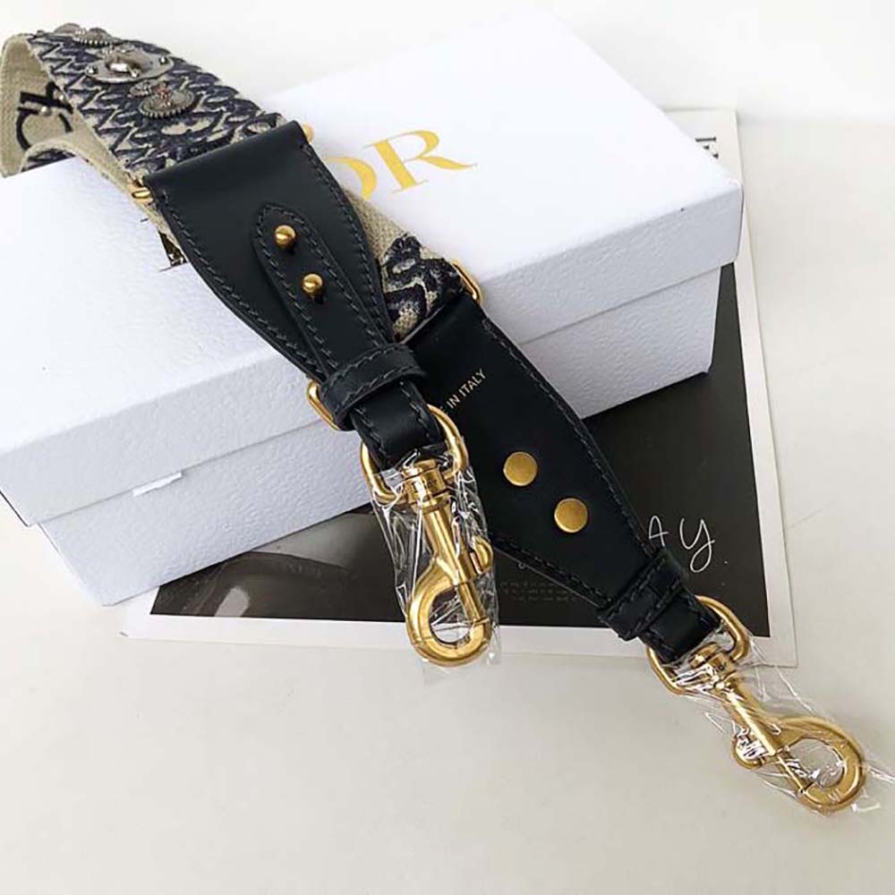 Dior Women Shoulder Strap with Ring Blue Dior Oblique Embroidery - image 4