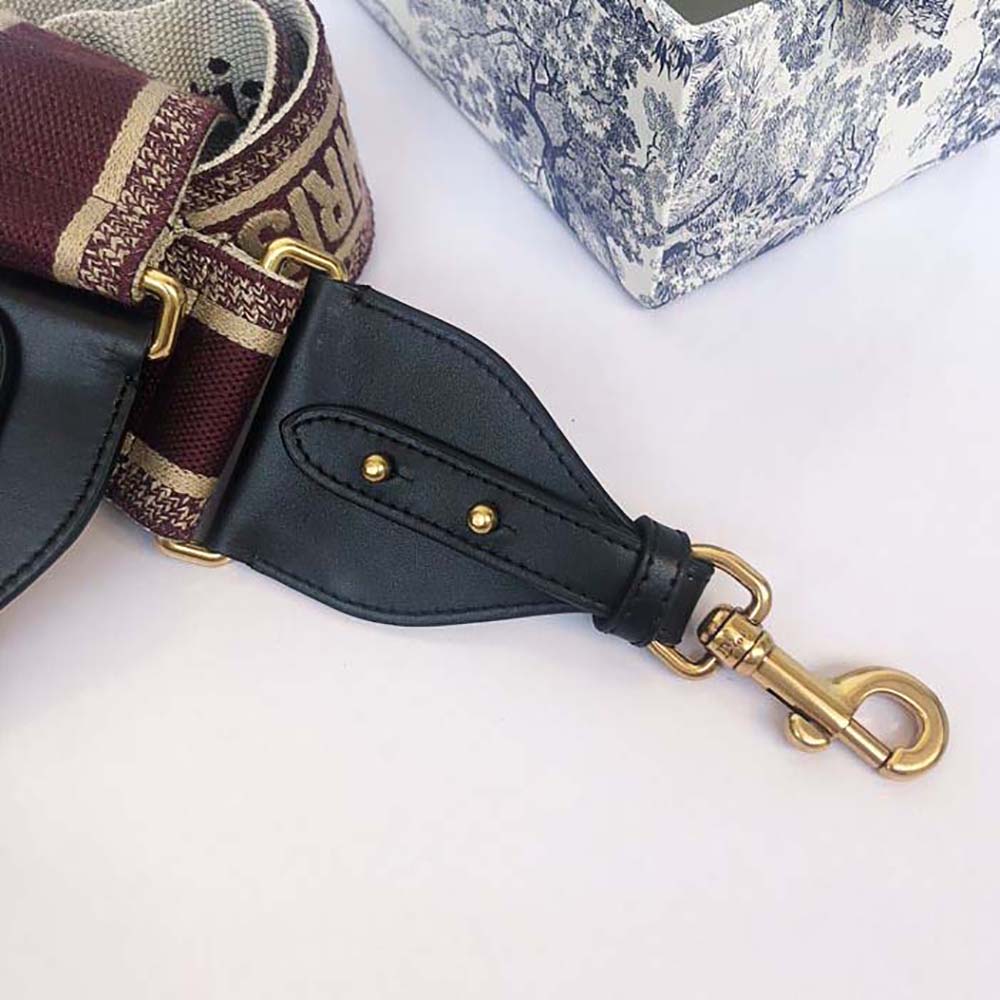 Dior Women Shoulder Strap with Ring Burgundy ‘CHRISTIAN DIOR PARIS’ Embroidery - image 5