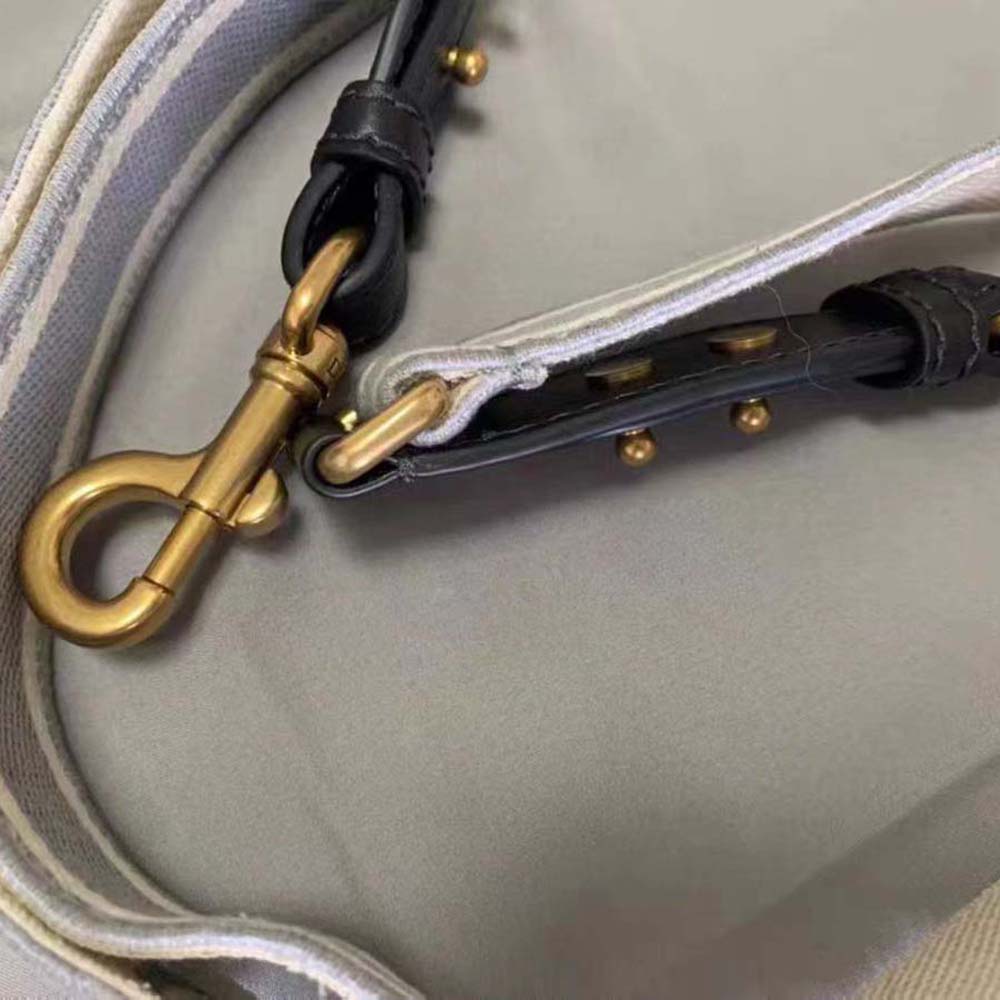 Dior Women Shoulder Strap with Ring Gray ‘CHRISTIAN DIOR PARIS’ Embroidery - image 6