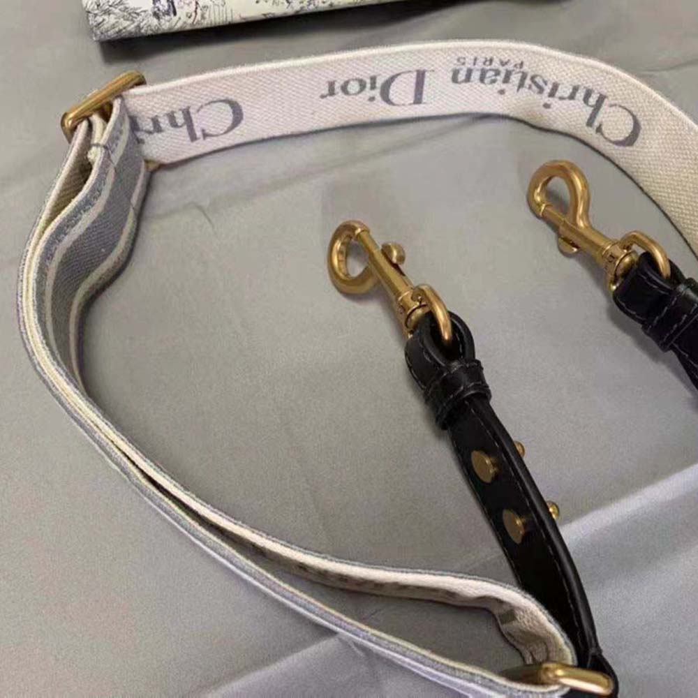 Dior Women Shoulder Strap with Ring Gray ‘CHRISTIAN DIOR PARIS’ Embroidery - image 5
