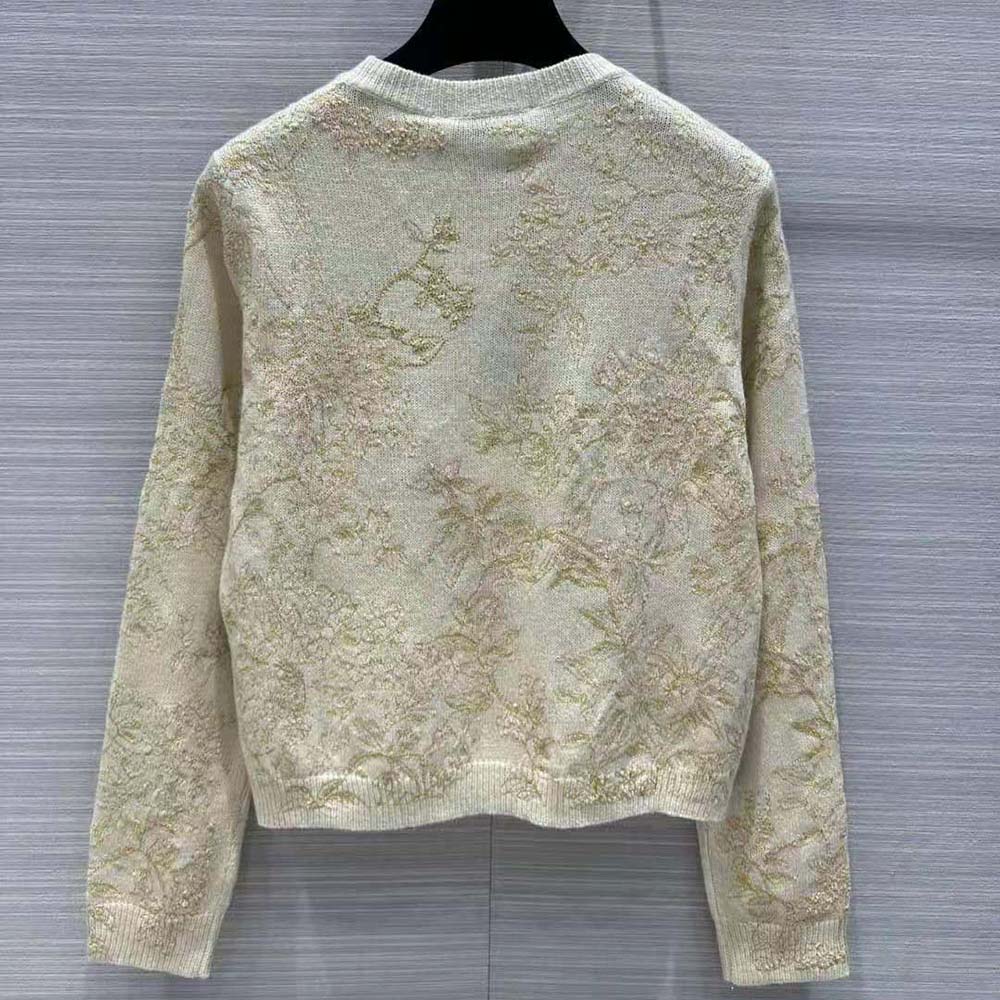 Side angle showing relaxed silhouette of Dior Women Sweater Gold-Tone Technical Cashmere Knit