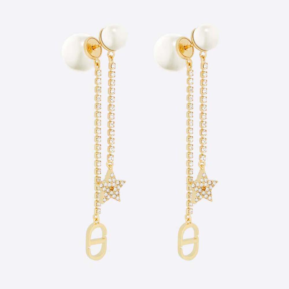 Front view of Dior Women Tribales Earrings gold-finish metal with pearls