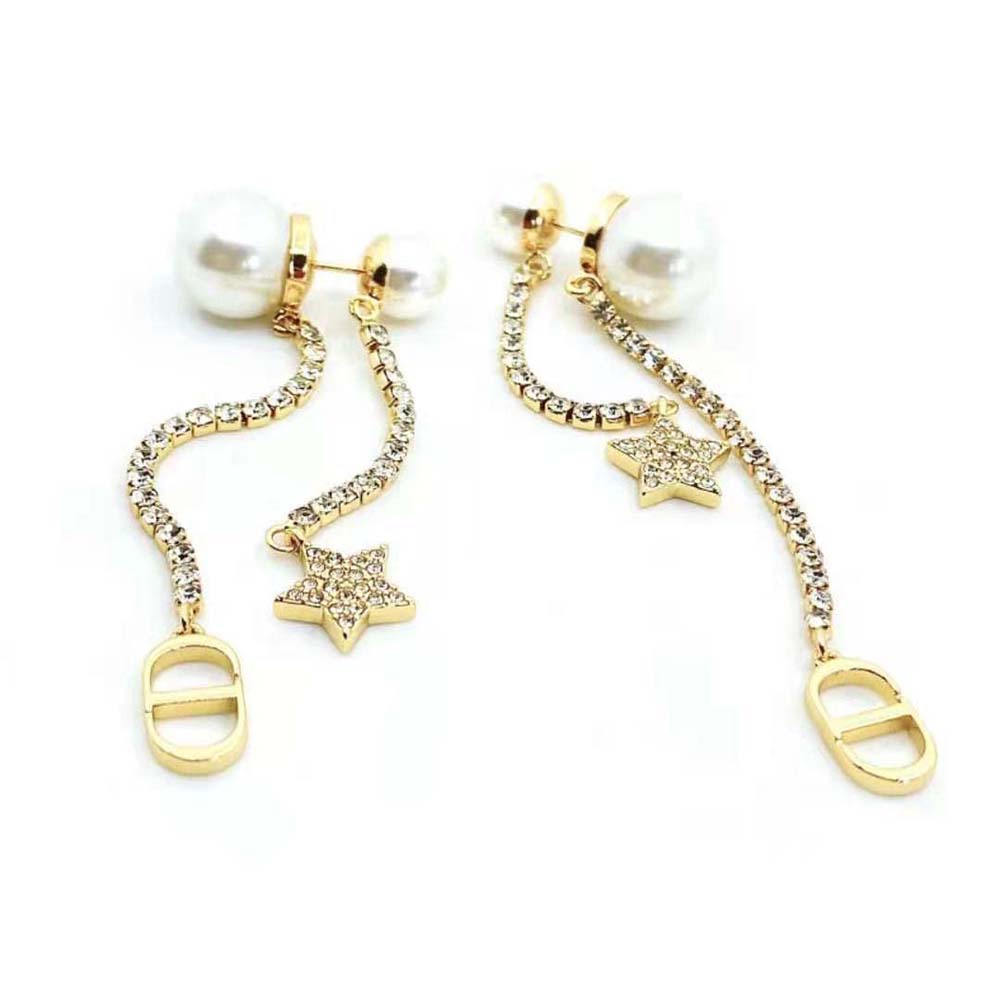 Dior Women Tribales Earrings Gold-Finish Metal White Resin Pearls and White Crystals - image 6