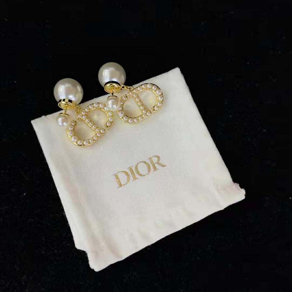 Dior Women Tribales Earrings Gold-Finish Metal and White Resin Pearls - image 7