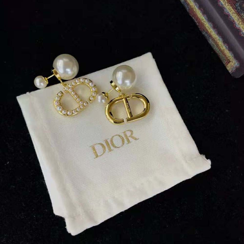 Dior Women Tribales Earrings Gold-Finish Metal and White Resin Pearls - image 6