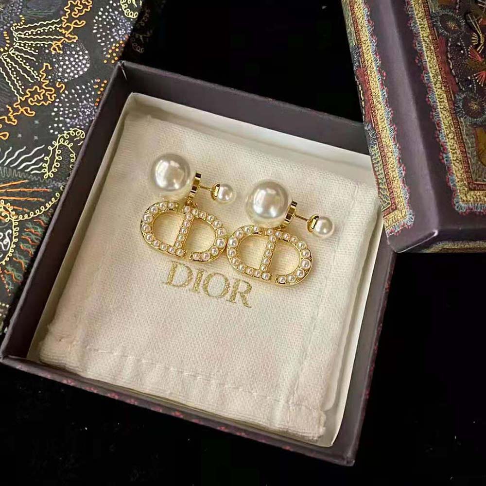 Dior Women Tribales Earrings Gold-Finish Metal and White Resin Pearls - image 5