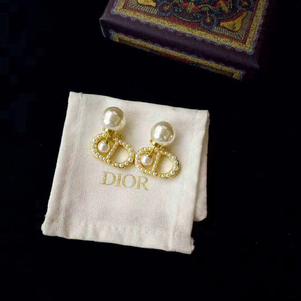 Dior Women Tribales Earrings Gold-Finish Metal and White Resin Pearls - image 8