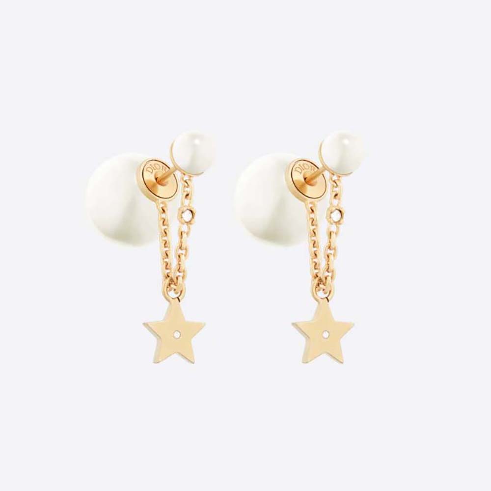 Front view of Dior Women Tribales Earrings Gold-Finish Metal with Pearls