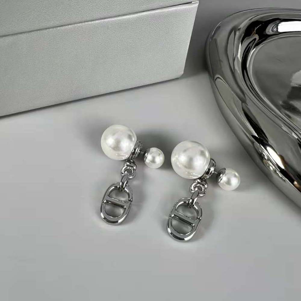 Side angle showing push-back closure on Dior Women Tribales Earrings