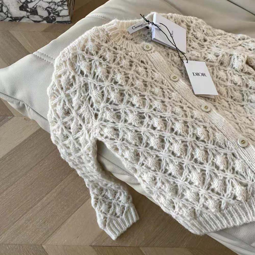 Dior Women Twin-Set Ecru Cashmere Silk and Mohair Knit - image 8
