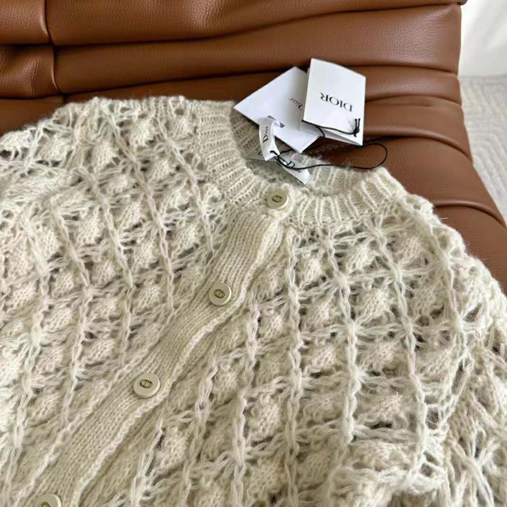 Dior Women Twin-Set Ecru Cashmere Silk and Mohair Knit - image 4