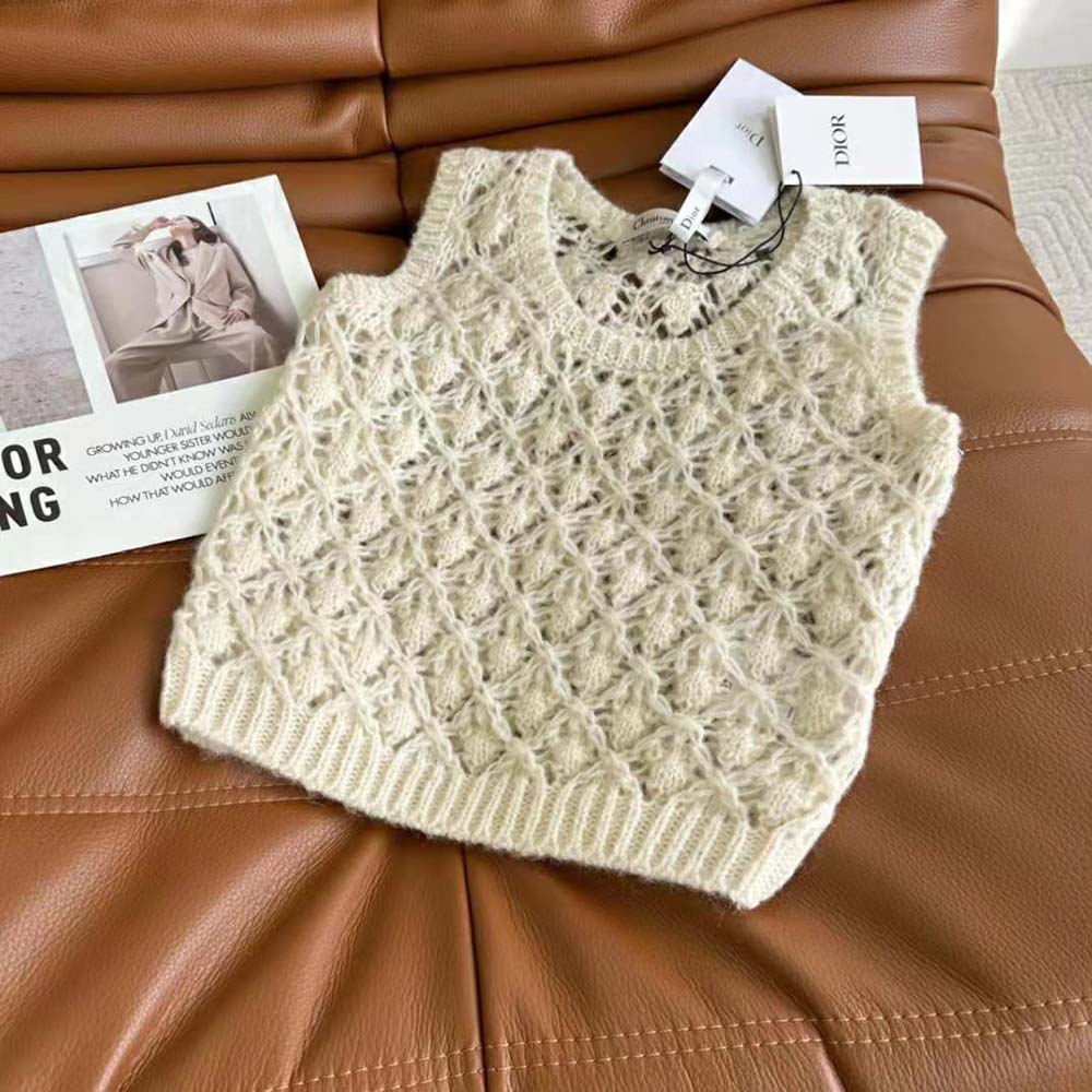 Dior Women Twin-Set Ecru Cashmere Silk and Mohair Knit - image 5