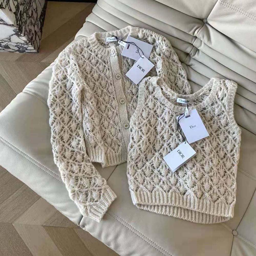 Dior Women Twin-Set Ecru Cashmere Silk and Mohair Knit - image 6