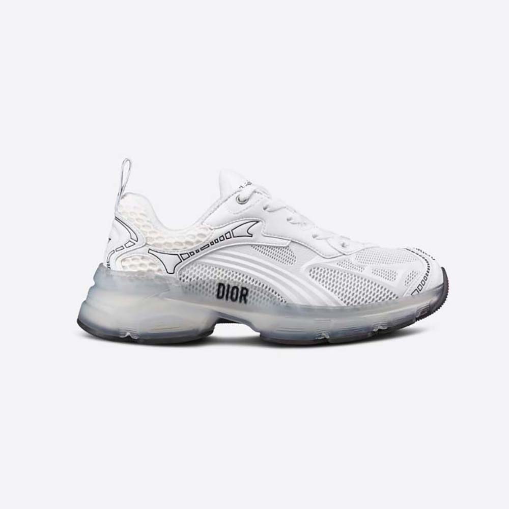 Side view of Dior Women Vibe Sneaker White Technical Fabric Mesh and Rubber