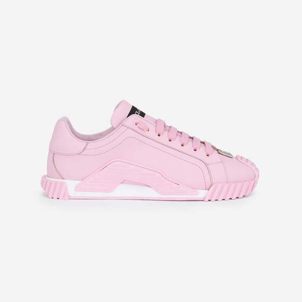 Side profile of Dolce Gabbana D&G Unisex Calfskin NS1 Sneakers in pink