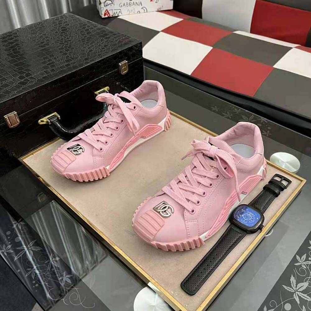 Dolce Gabbana D&G Unisex Calfskin NS1 Sneakers with DG Logo-Pink - image 5