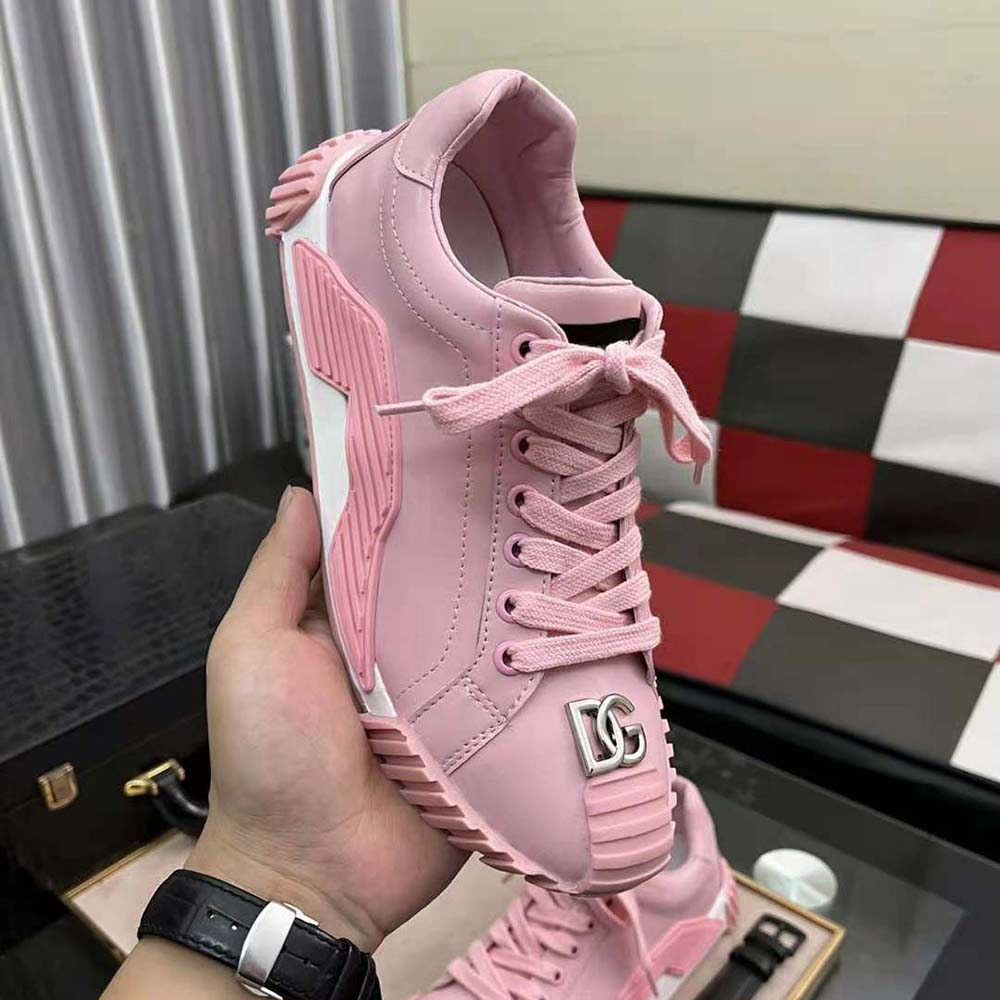 Dolce Gabbana D&G Unisex Calfskin NS1 Sneakers with DG Logo-Pink - image 6