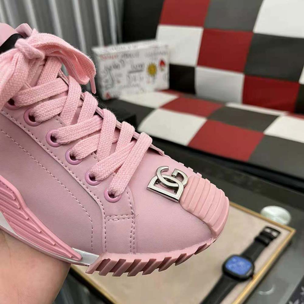 Dolce Gabbana D&G Unisex Calfskin NS1 Sneakers with DG Logo-Pink - image 7