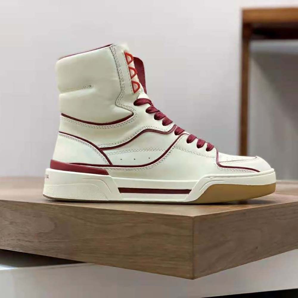 Dolce Gabbana D&G Unisex Calfskin Nappa New Roma Mid-Top Sneakers-Beige - image 7