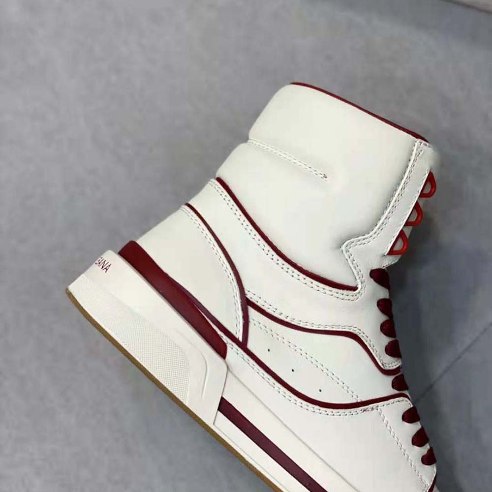 Dolce Gabbana D&G Unisex Calfskin Nappa New Roma Mid-Top Sneakers-Beige - image 9