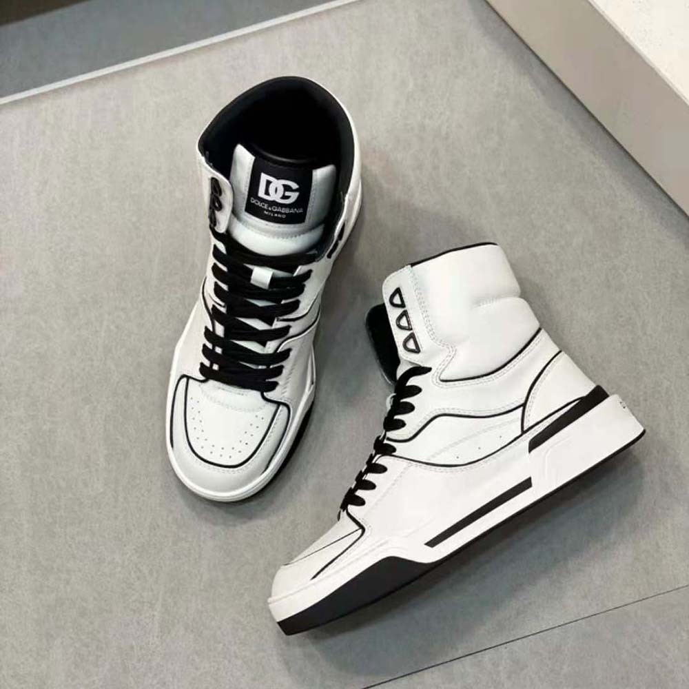 Dolce Gabbana D&G Unisex Calfskin Nappa New Roma Mid-Top Sneakers-White - image 4