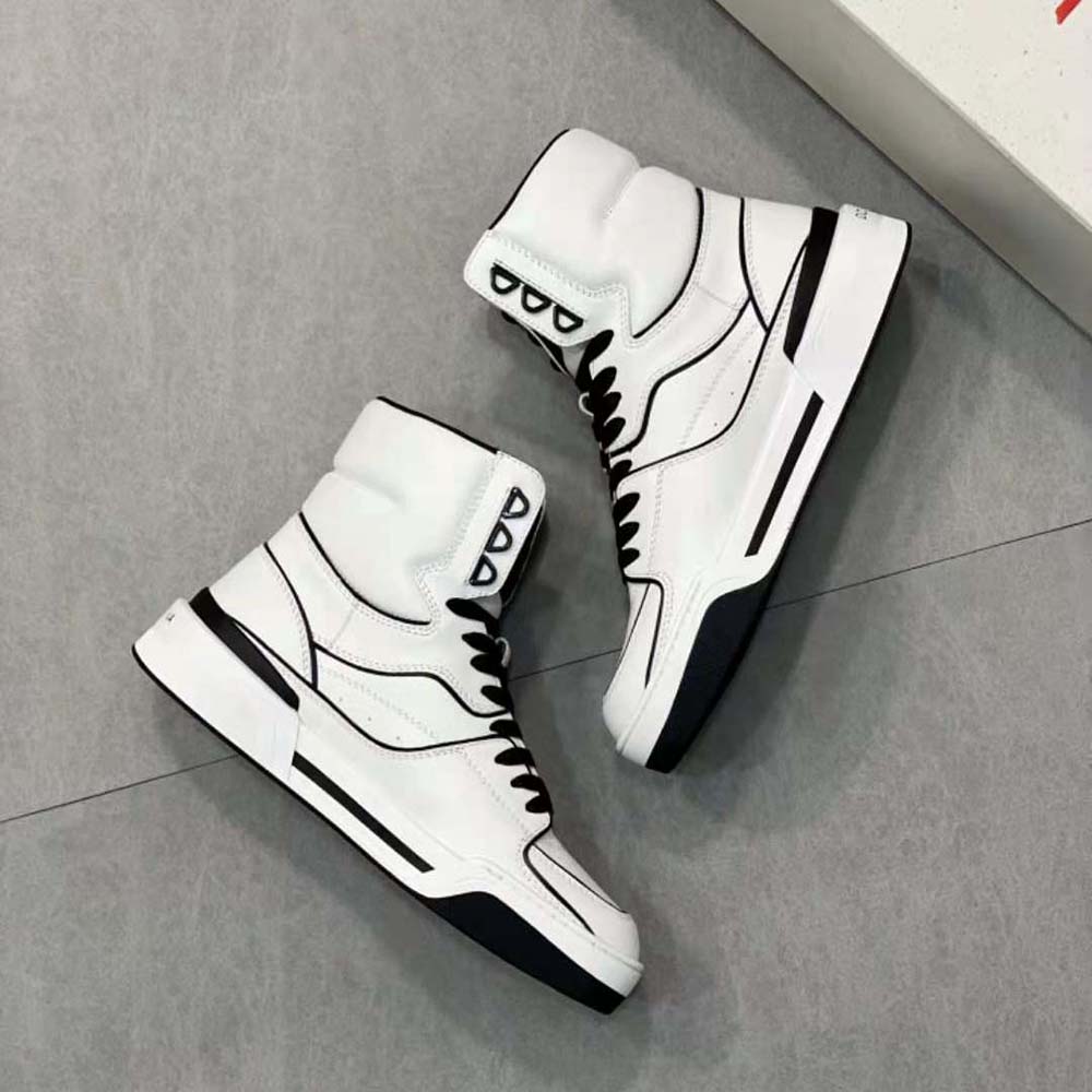 Dolce Gabbana D&G Unisex Calfskin Nappa New Roma Mid-Top Sneakers-White - image 5