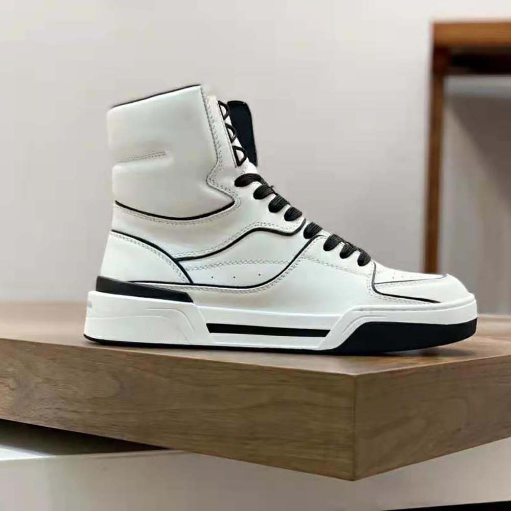 Dolce Gabbana D&G Unisex Calfskin Nappa New Roma Mid-Top Sneakers-White - image 7
