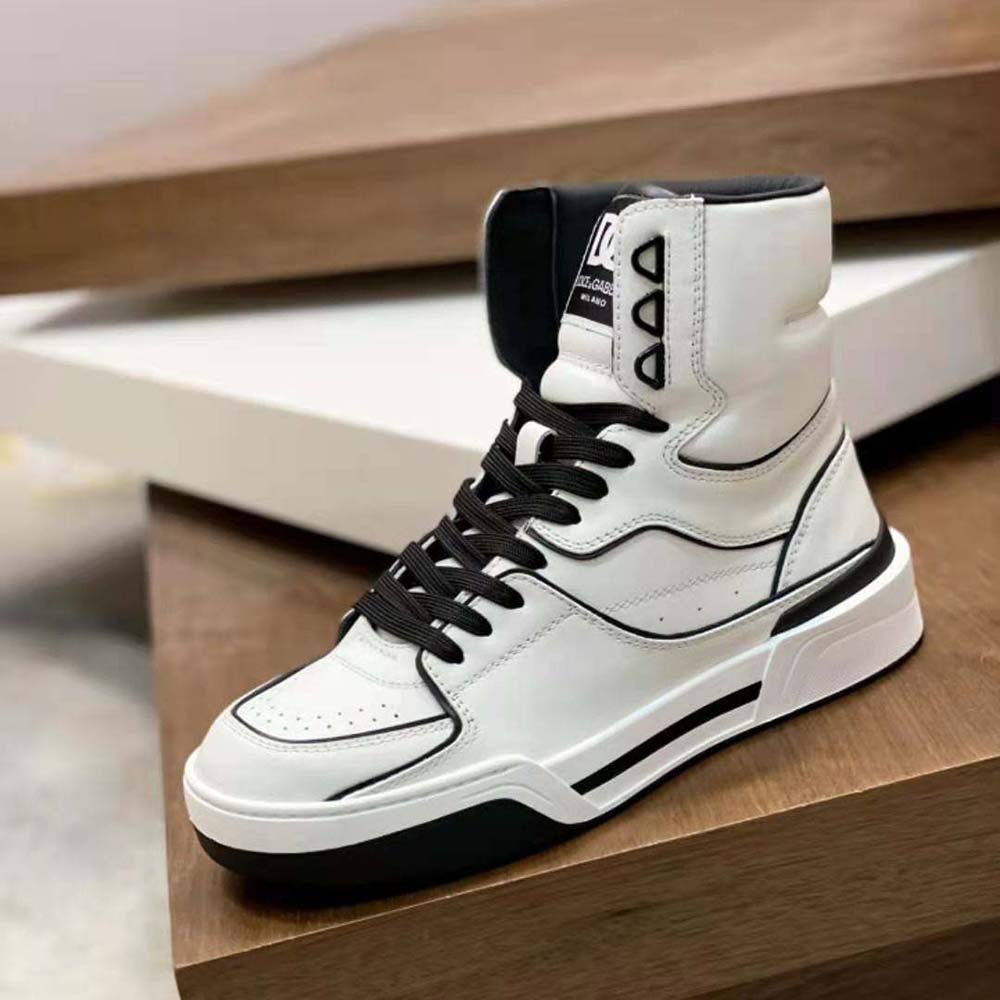 Dolce Gabbana D&G Unisex Calfskin Nappa New Roma Mid-Top Sneakers-White - image 9