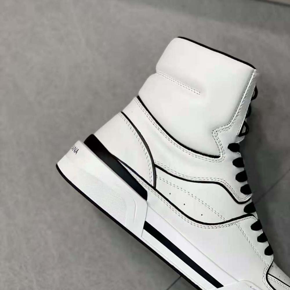Dolce Gabbana D&G Unisex Calfskin Nappa New Roma Mid-Top Sneakers-White - image 10