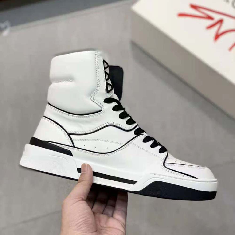 Dolce Gabbana D&G Unisex Calfskin Nappa New Roma Mid-Top Sneakers-White - image 8