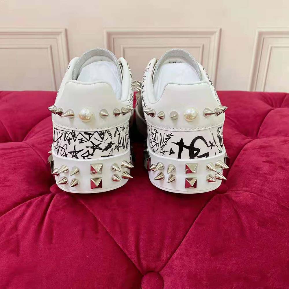 Dolce Gabbana D&G Unisex Calfskin Nappa Portofino Sneakers with Studs-White - image 8