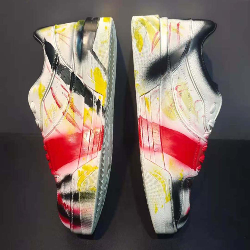 Dolce Gabbana D&G Unisex Calfskin New Roma Sneakers with Spray-Paint Graffiti Print - image 6